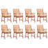 Outdoor Dining Chairs 8 pcs with Cushions Solid Acacia Wood