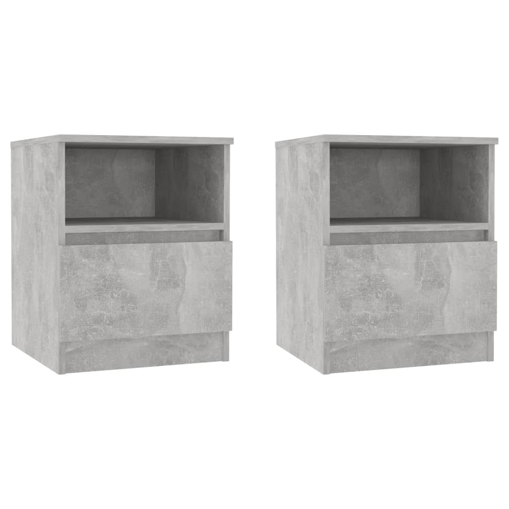 Bed Cabinets 2 pcs Concrete Grey 40x40x50 cm Engineered Wood