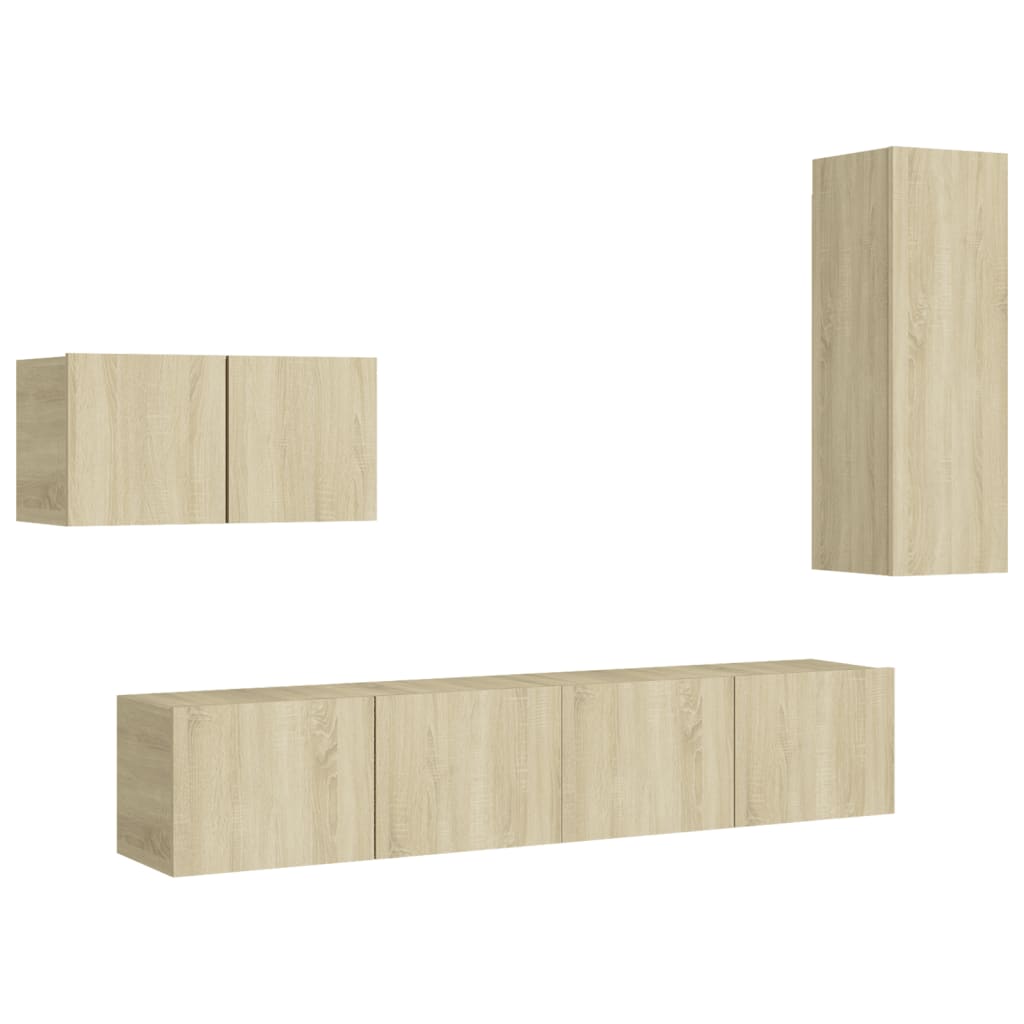 4 Piece TV Cabinet Set Sonoma Oak Engineered Wood