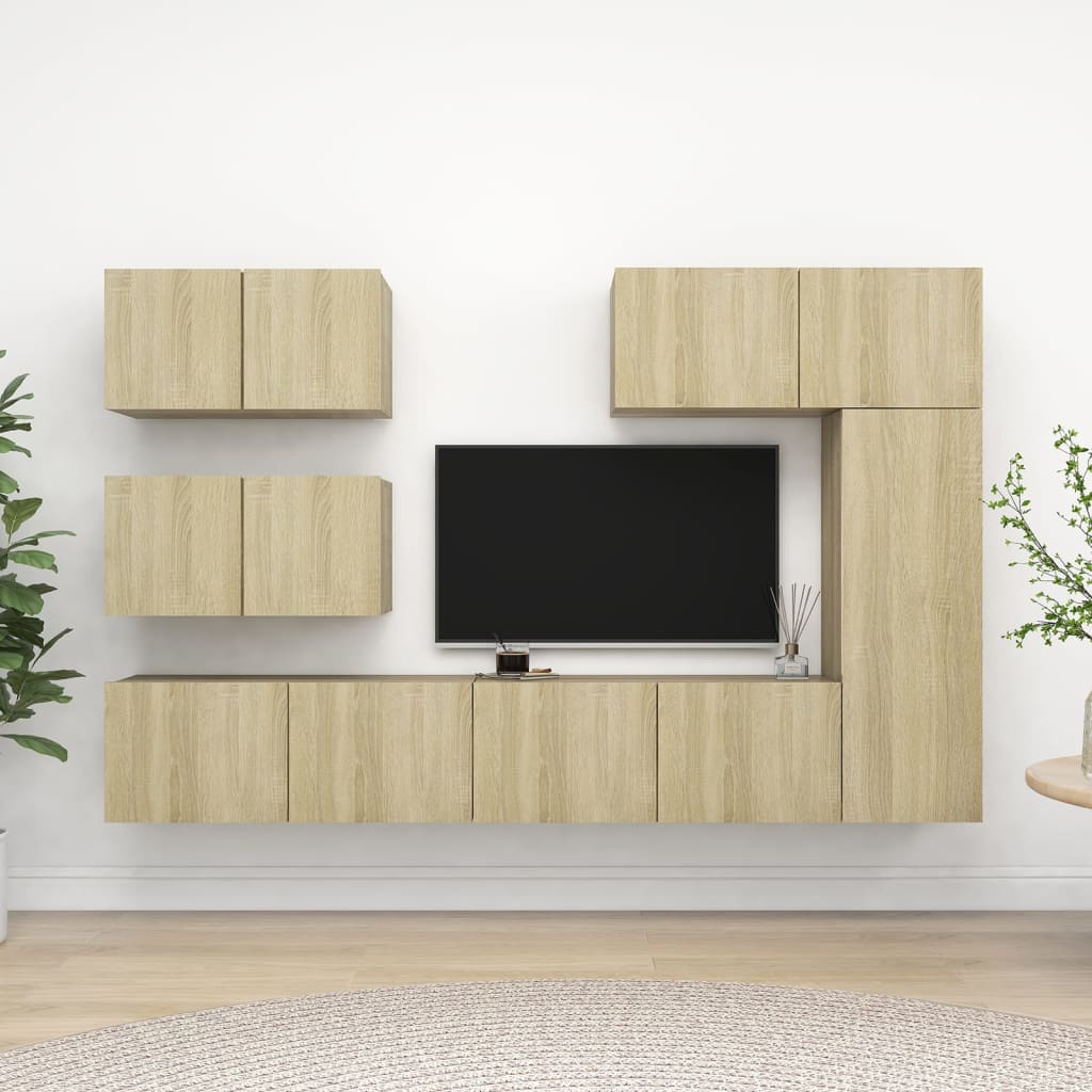 6 Piece TV Cabinet Set Sonoma Oak Engineered Wood