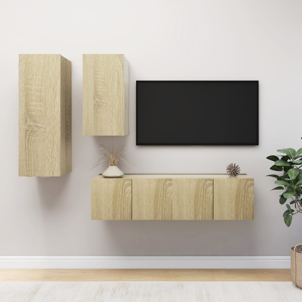 4 Piece TV Cabinet Set Sonoma Oak Engineered Wood