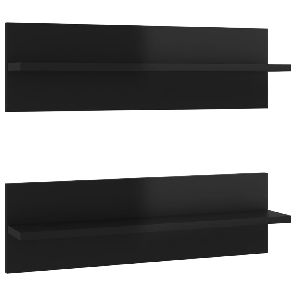 Wall Shelves 2 pcs High Gloss Black 60x11.5x18cm Engineered Wood