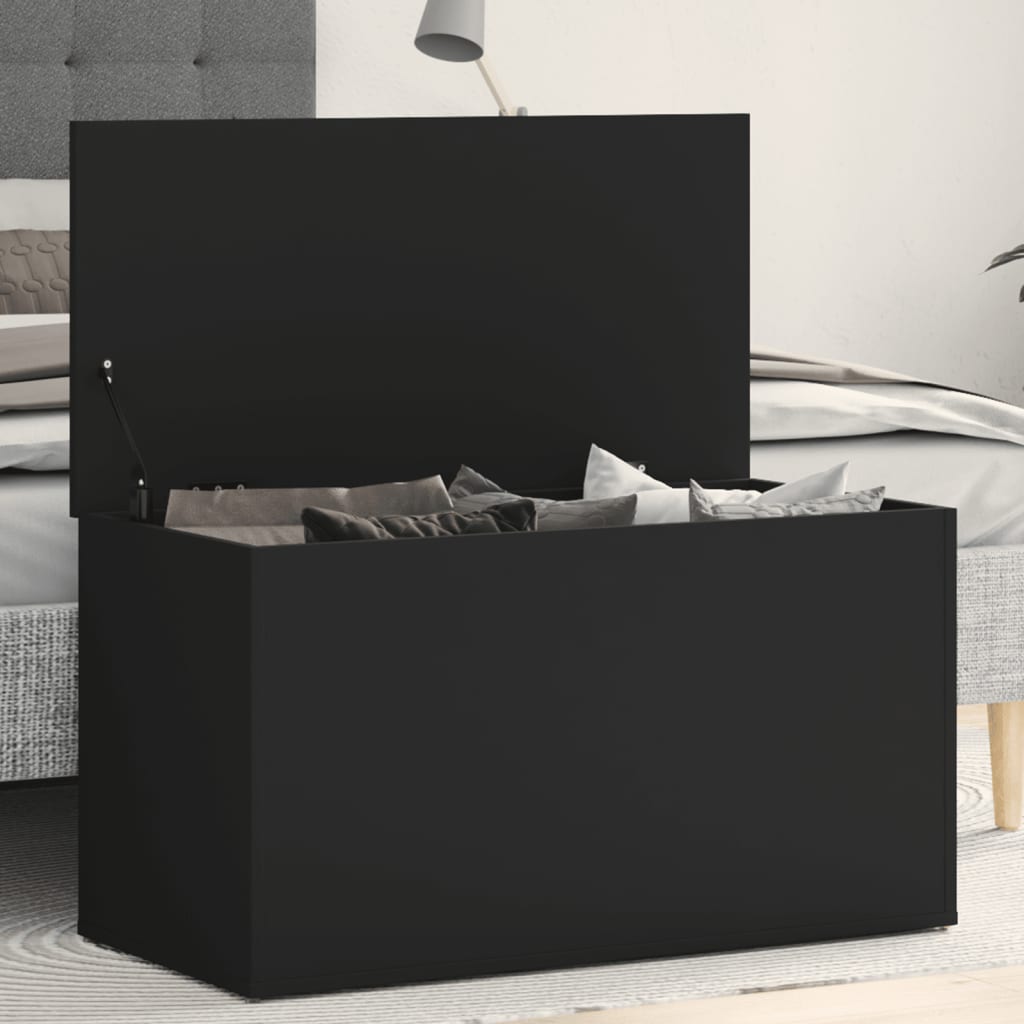 Storage Chest Black 84x42x46 cm Engineered Wood