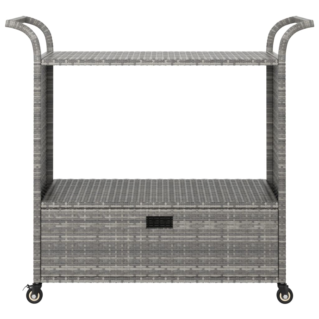 Bar Cart with Drawer Grey 100x45x97 cm Poly Rattan