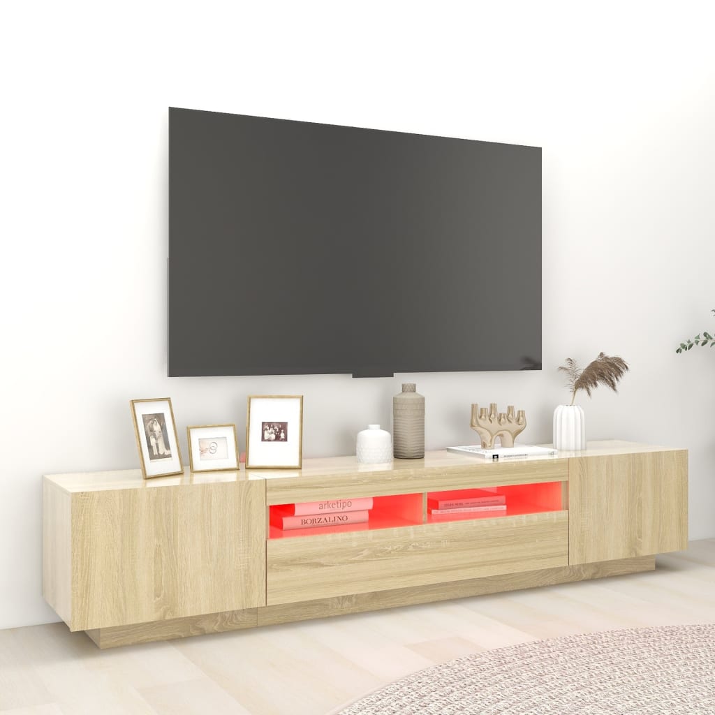 TV Cabinet with LED Lights Sonoma Oak 200x35x40 cm