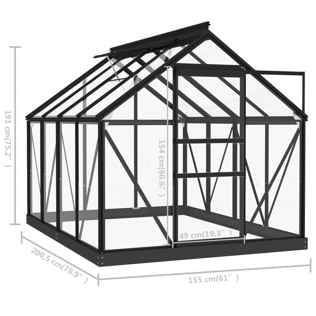 Greenhouse Replacement Frame Anthracite 155x103x191 cm Aluminium