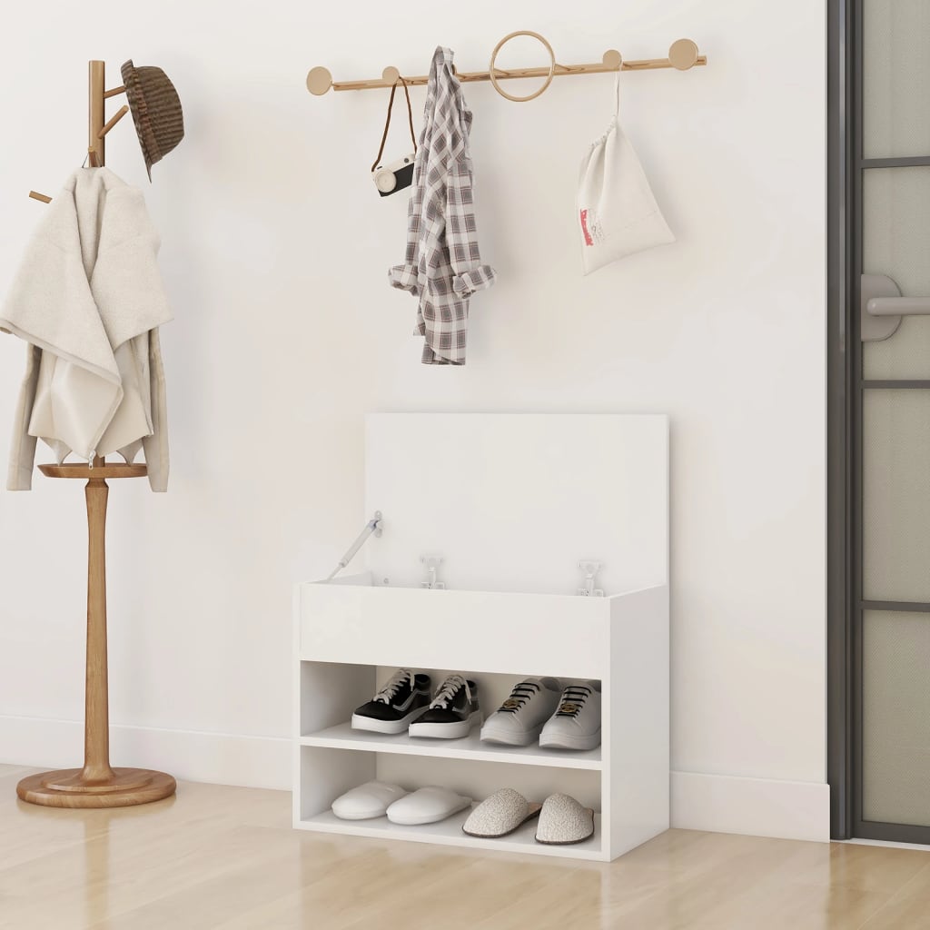 Shoe Bench White 60x30x45 cm Engineered Wood