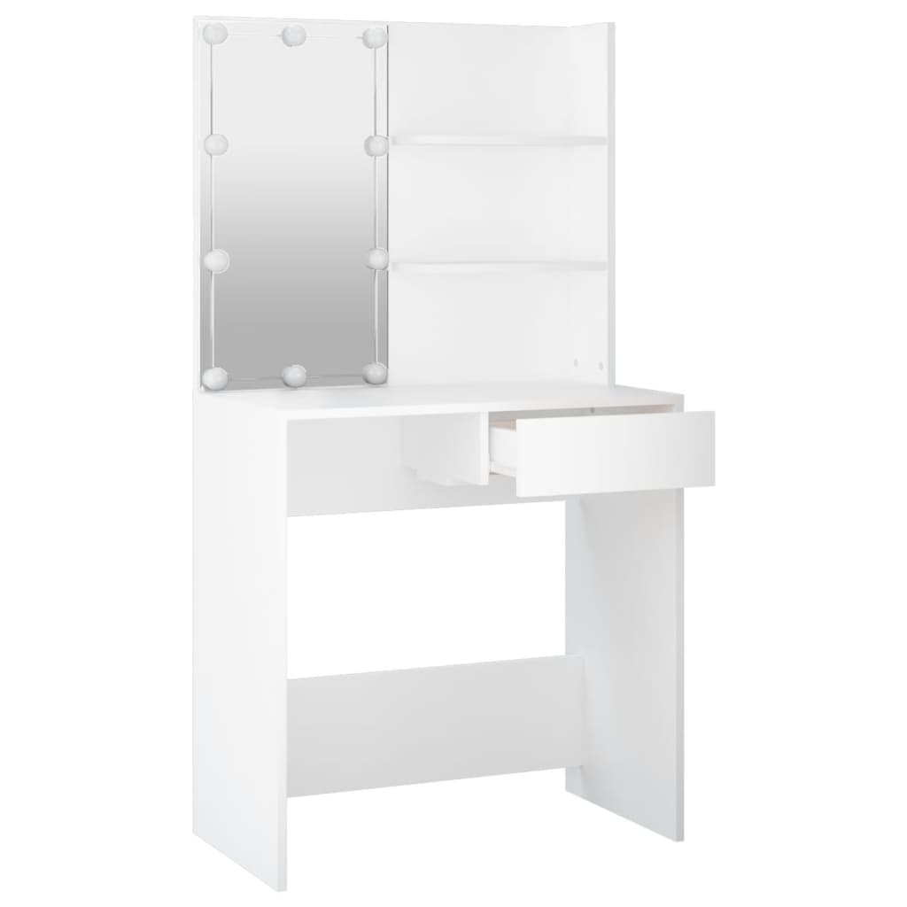 Dressing Table with LED White 74.5x40x141 cm