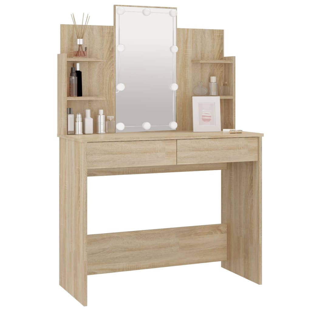 Dressing Table with LED Sonoma Oak 96x40x142 cm