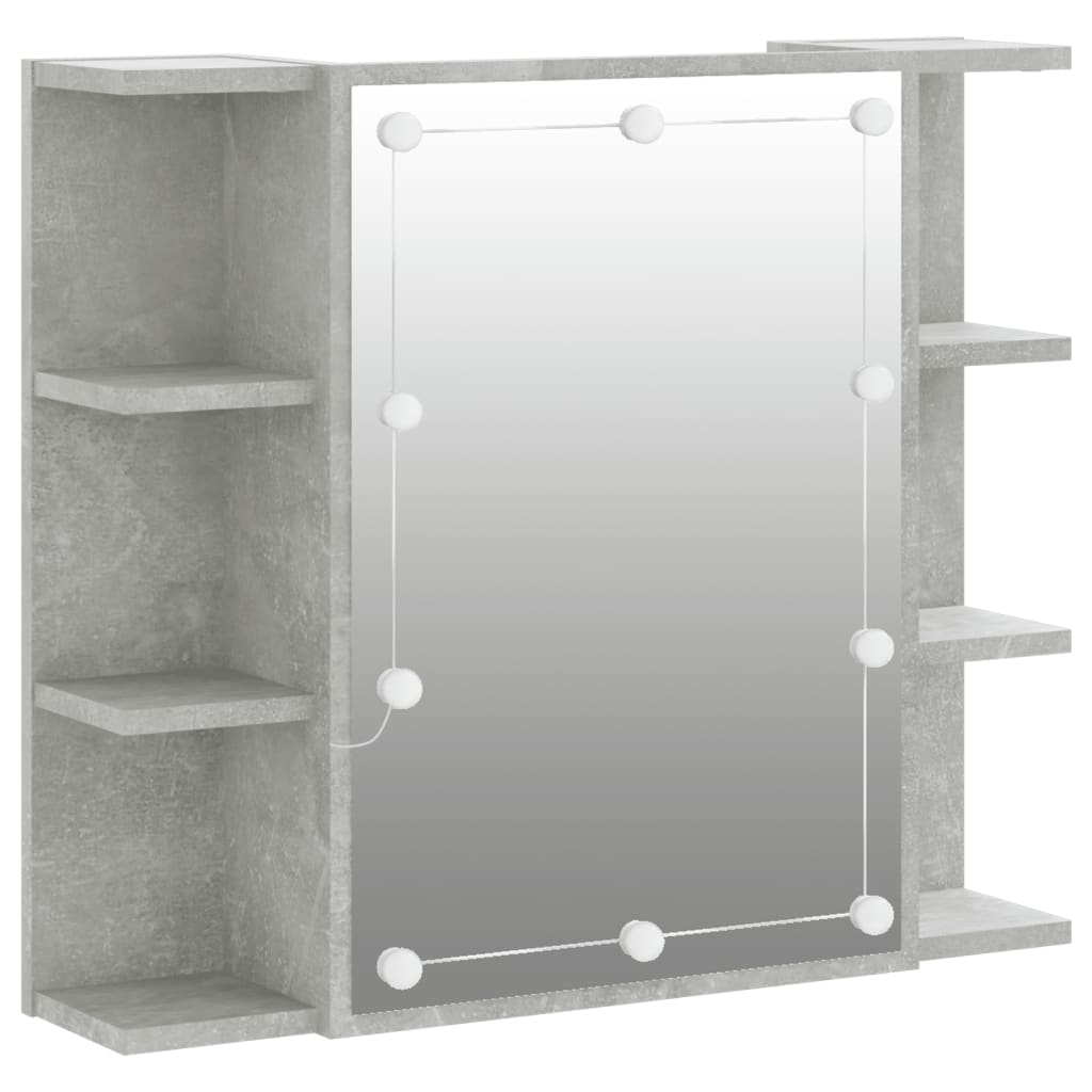 Mirror Cabinet with LED Concrete Grey 70x16.5x60 cm