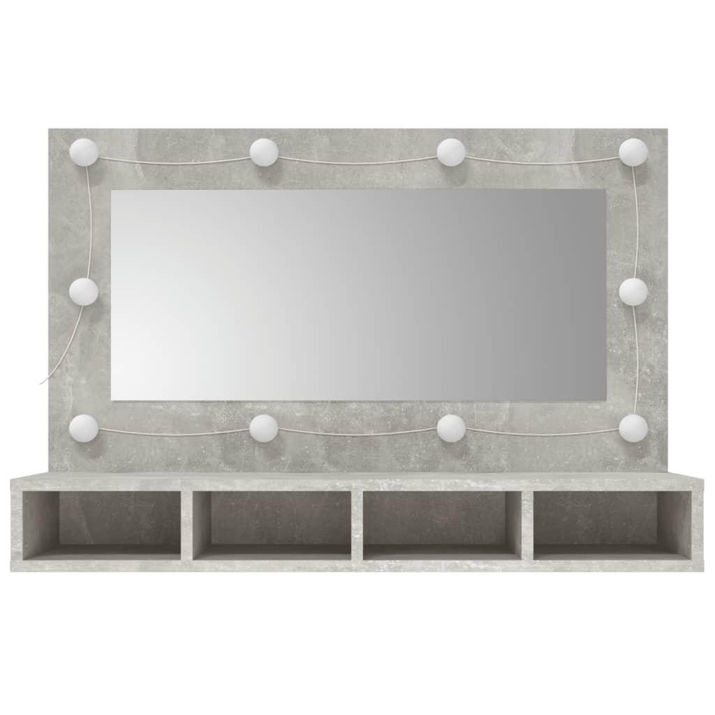 Mirror Cabinet with LED Concrete Grey 90x31.5x62 cm