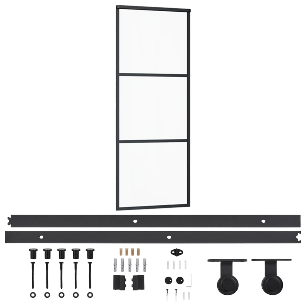 Sliding Door with Hardware Set ESG Glass&Aluminium 76x205 cm