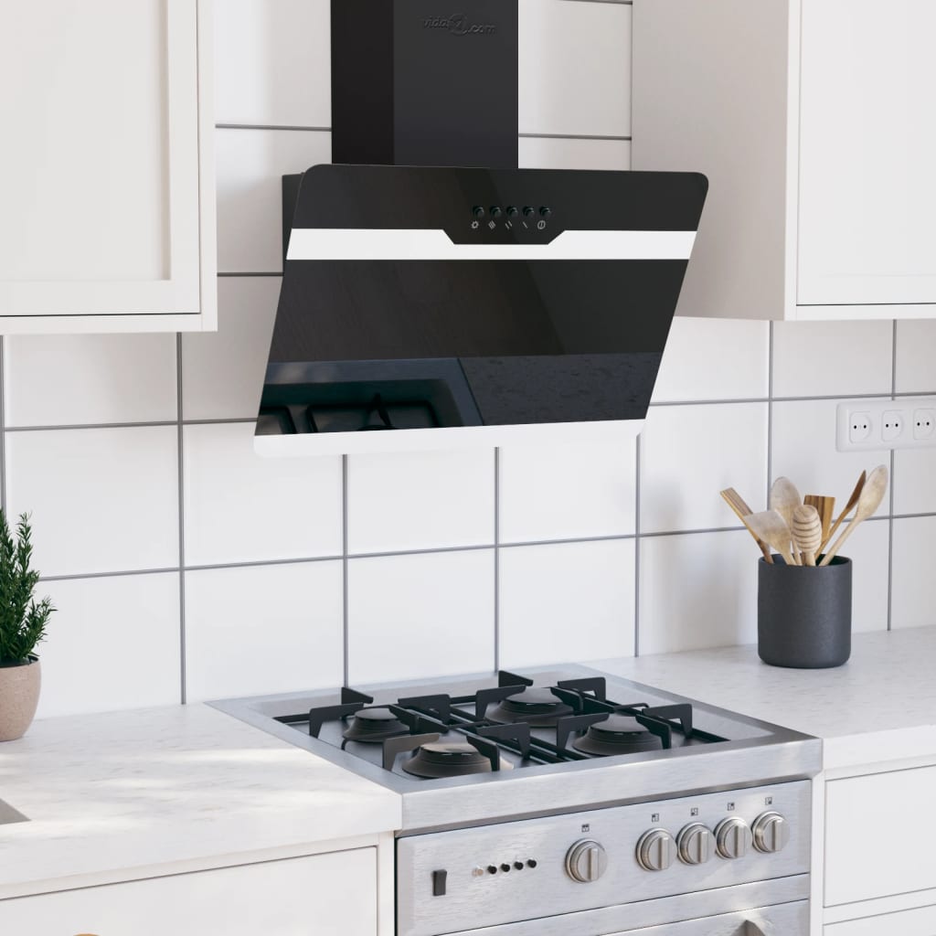 Wall Range Hood 60 cm Steel and Tempered Glass Black