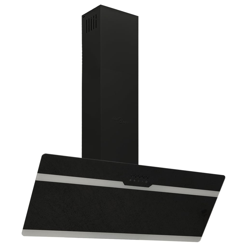 Wall Range Hood 90 cm Steel and Tempered Glass Black