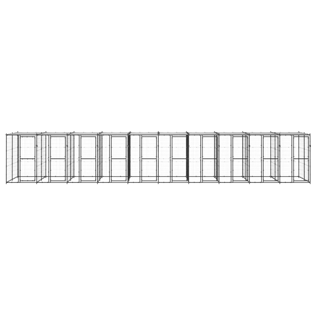 Outdoor Dog Kennel Steel with Roof 24.2 m²