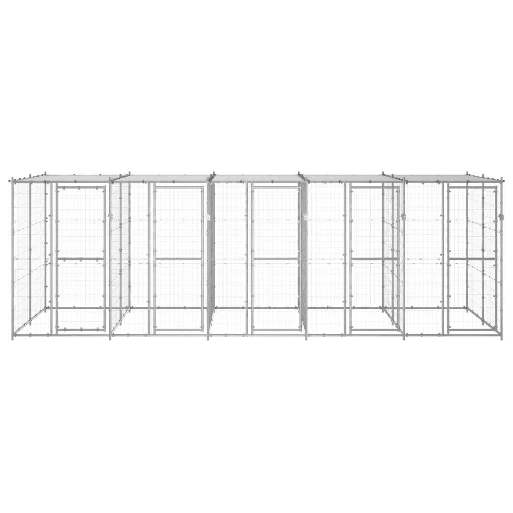 Outdoor Dog Kennel Galvanised Steel with Roof 12.1 m²