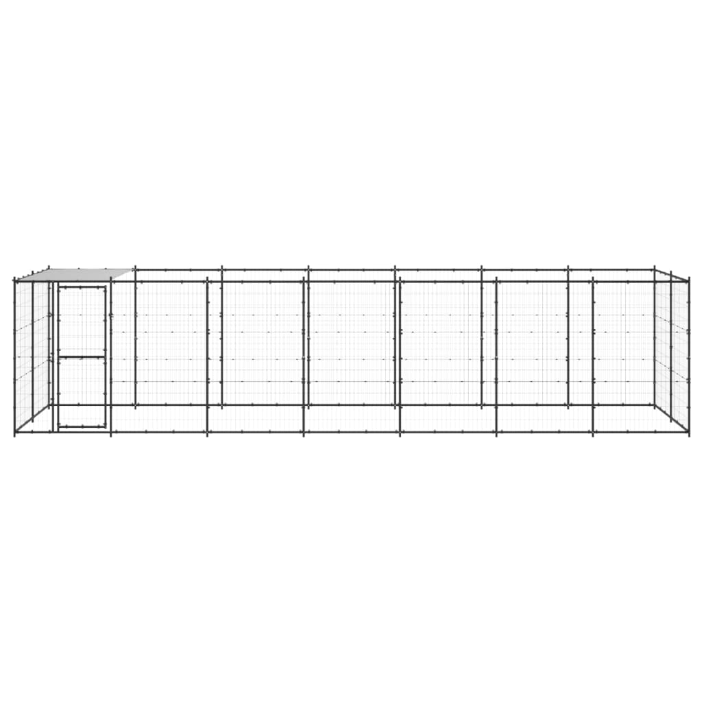 Outdoor Dog Kennel Steel with Roof 16.94 m²