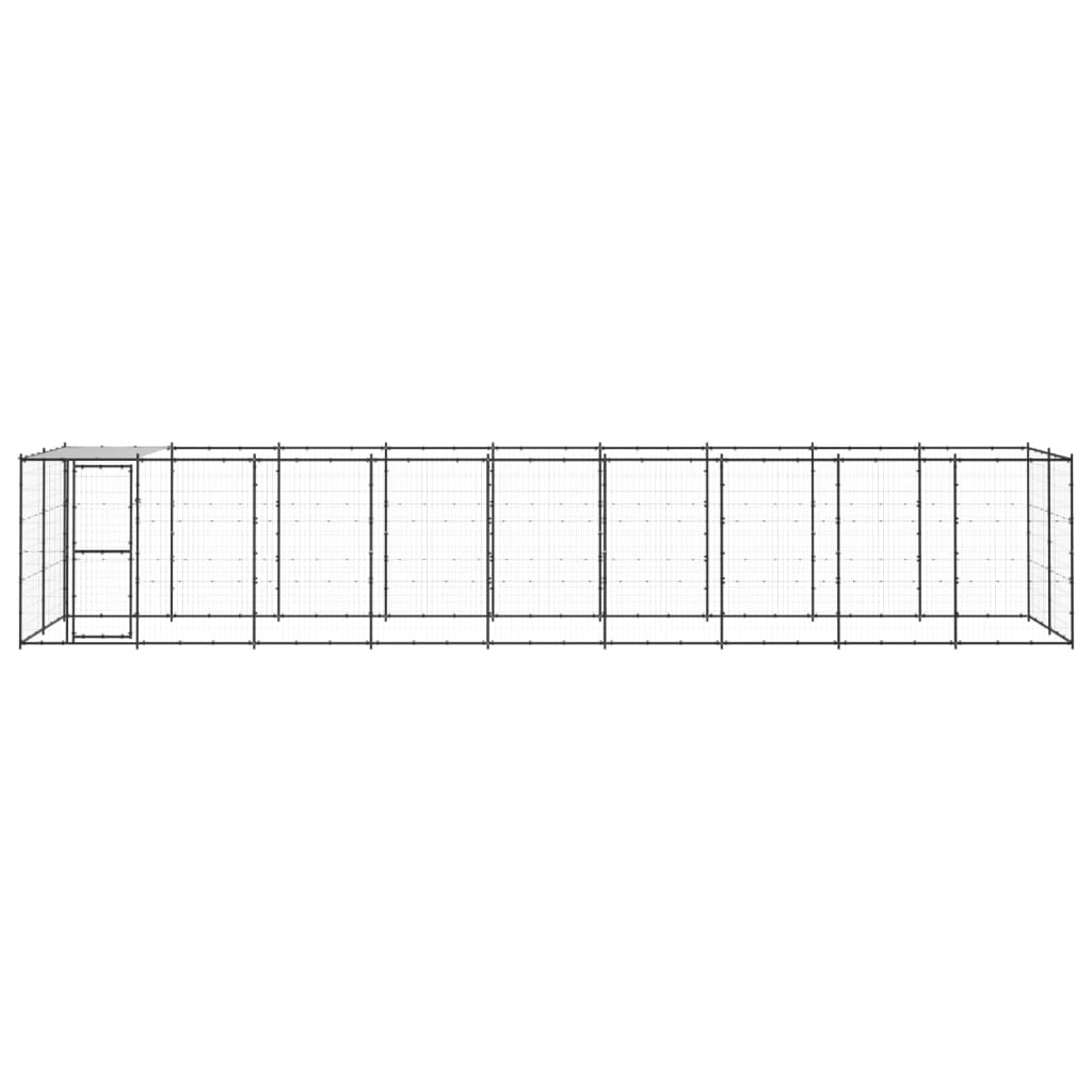 Outdoor Dog Kennel Steel with Roof 21.78 m²