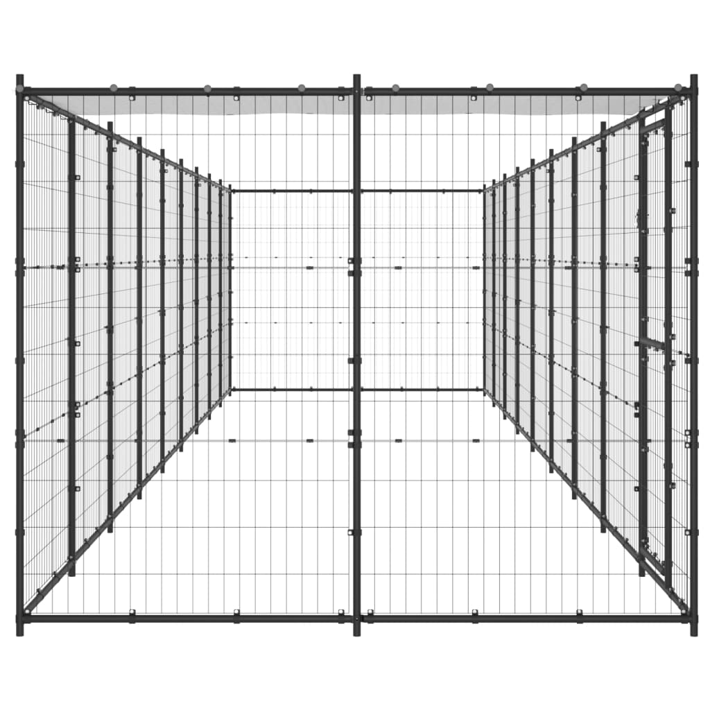 Outdoor Dog Kennel Steel with Roof 21.78 m²