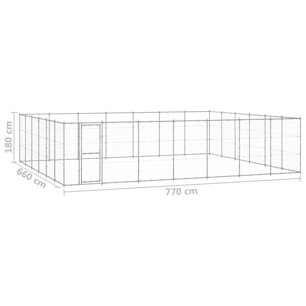 Outdoor Dog Kennel Galvanised Steel 50.82 m²