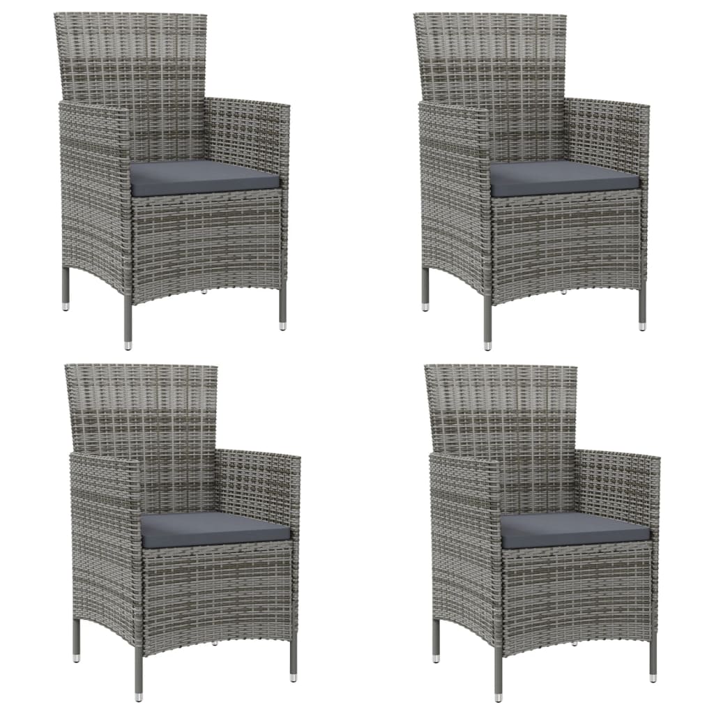 Garden Chairs with Cushions 4 pcs Poly Rattan Grey