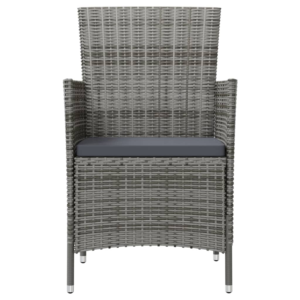 Garden Chairs with Cushions 4 pcs Poly Rattan Grey