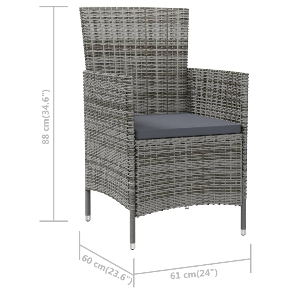 Garden Chairs with Cushions 4 pcs Poly Rattan Grey