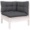 Garden Corner Sofa with Cushions White Solid Pinewood