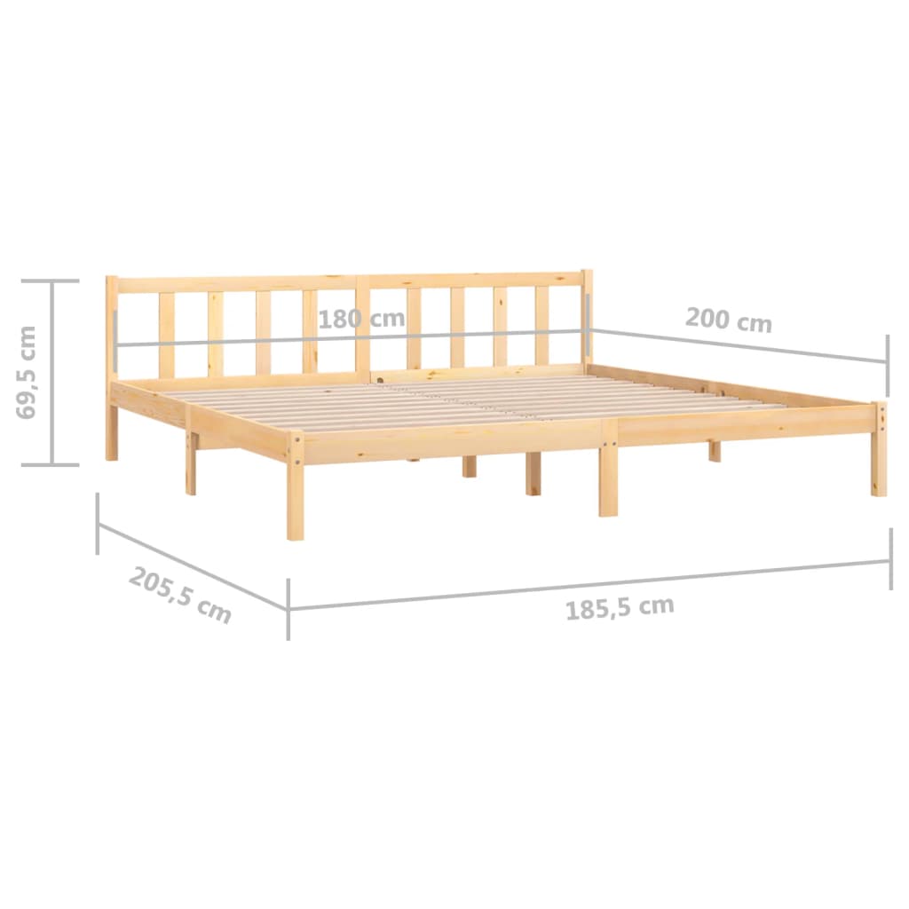 Bed Frame without Mattress Solid Wood 183x203 cm King