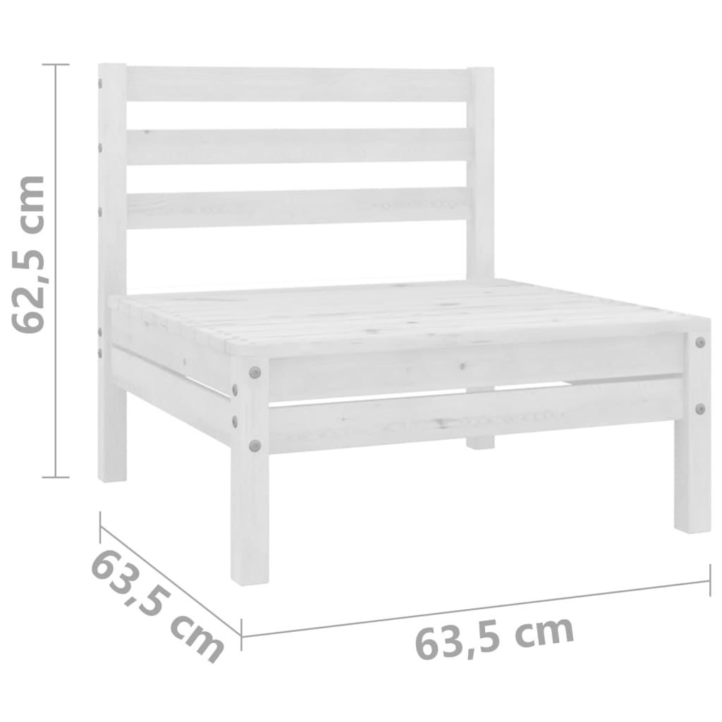 3 Piece Garden Lounge Set White Solid Wood Pine