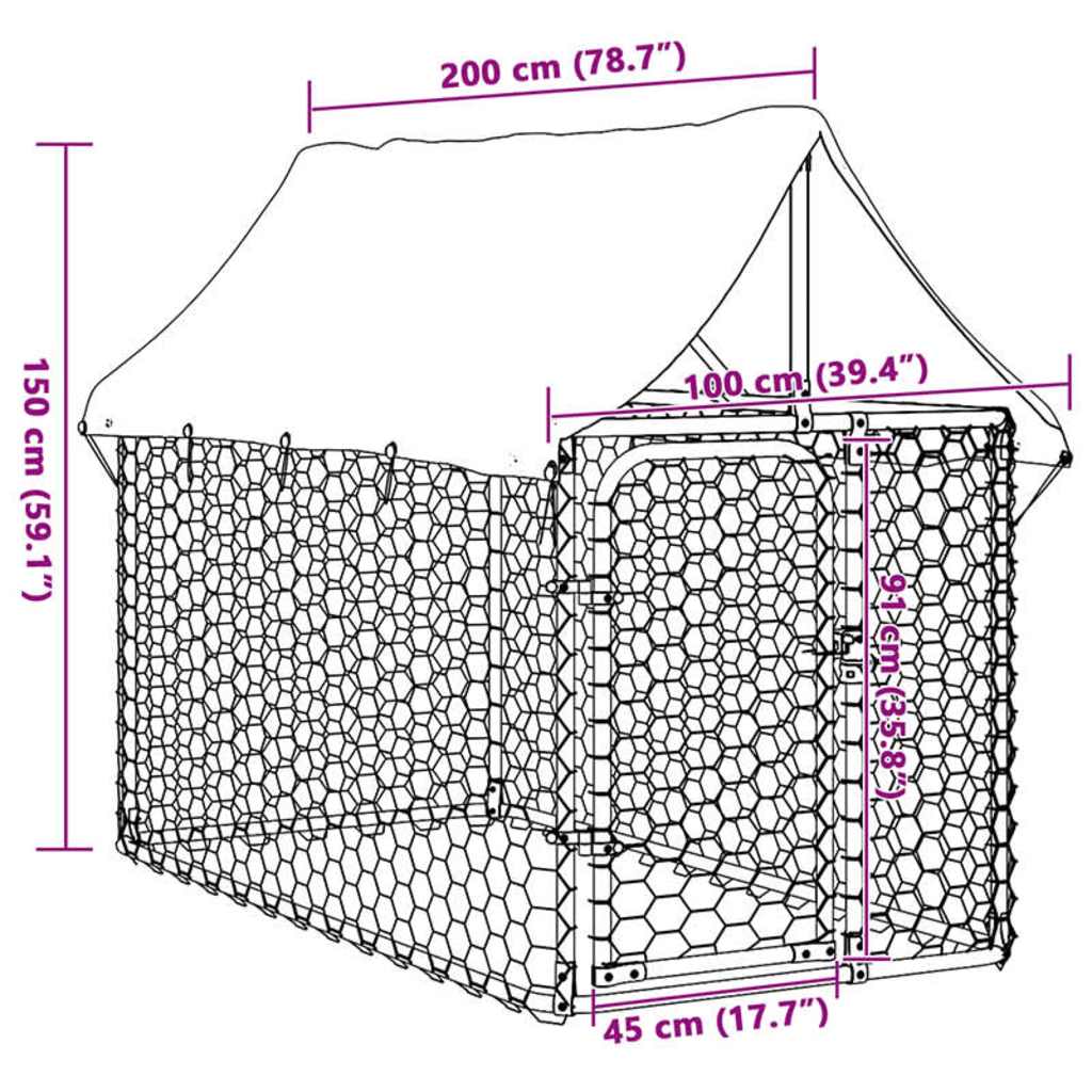 Outdoor Dog Kennel with Roof 200x100x150 cm