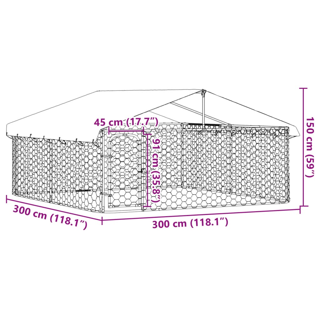 Outdoor Dog Kennel with Roof 300x300x150 cm