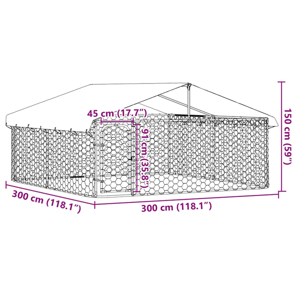 Outdoor Dog Kennel with Roof 300x300x150 cm