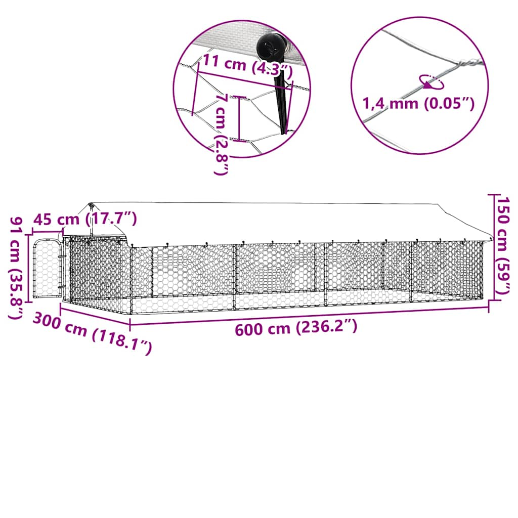 Outdoor Dog Kennel with Roof 600x300x150 cm