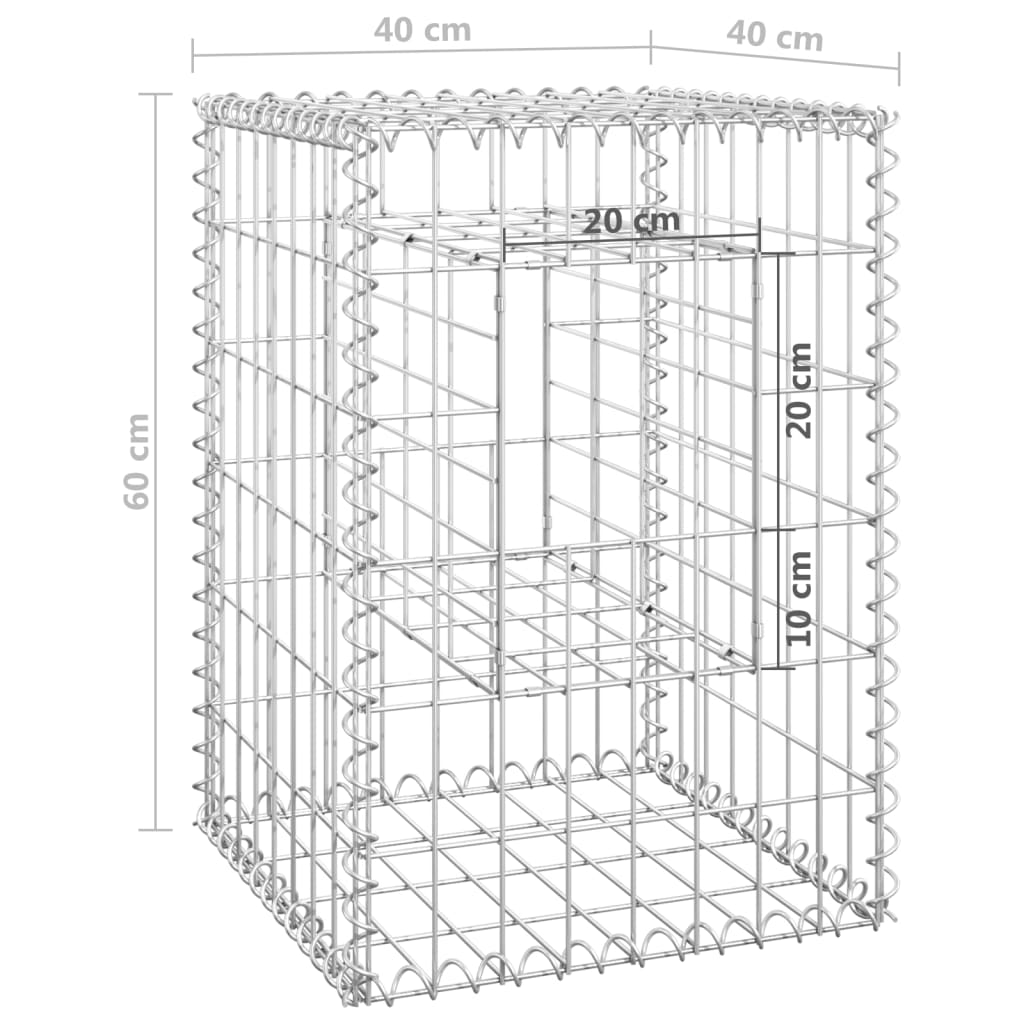 Gabion Basket Posts 2 pcs 40x40x60 cm Iron