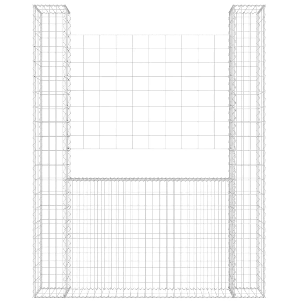 U-shape Gabion Basket with 2 Posts Iron 140x20x200 cm