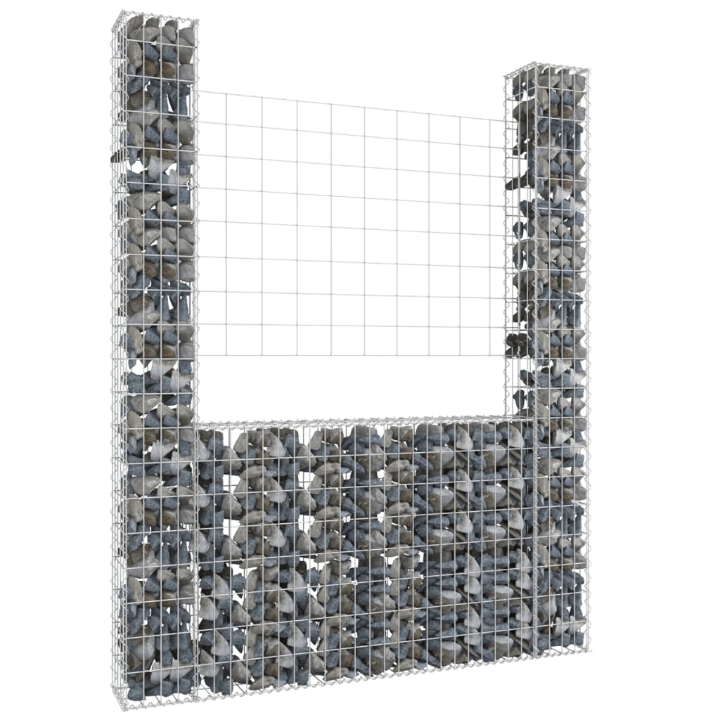 U-shape Gabion Basket with 2 Posts Iron 140x20x200 cm