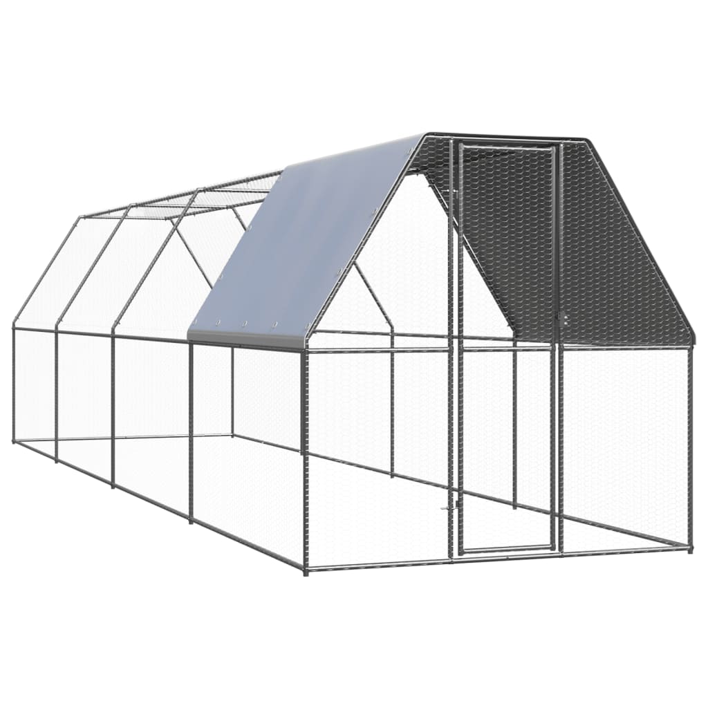 Outdoor Chicken Cage 2x8x2 m Galvanised Steel