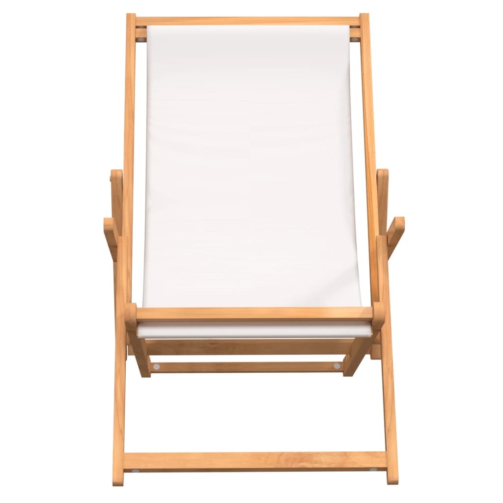 Folding Beach Chair Solid Wood Teak Cream