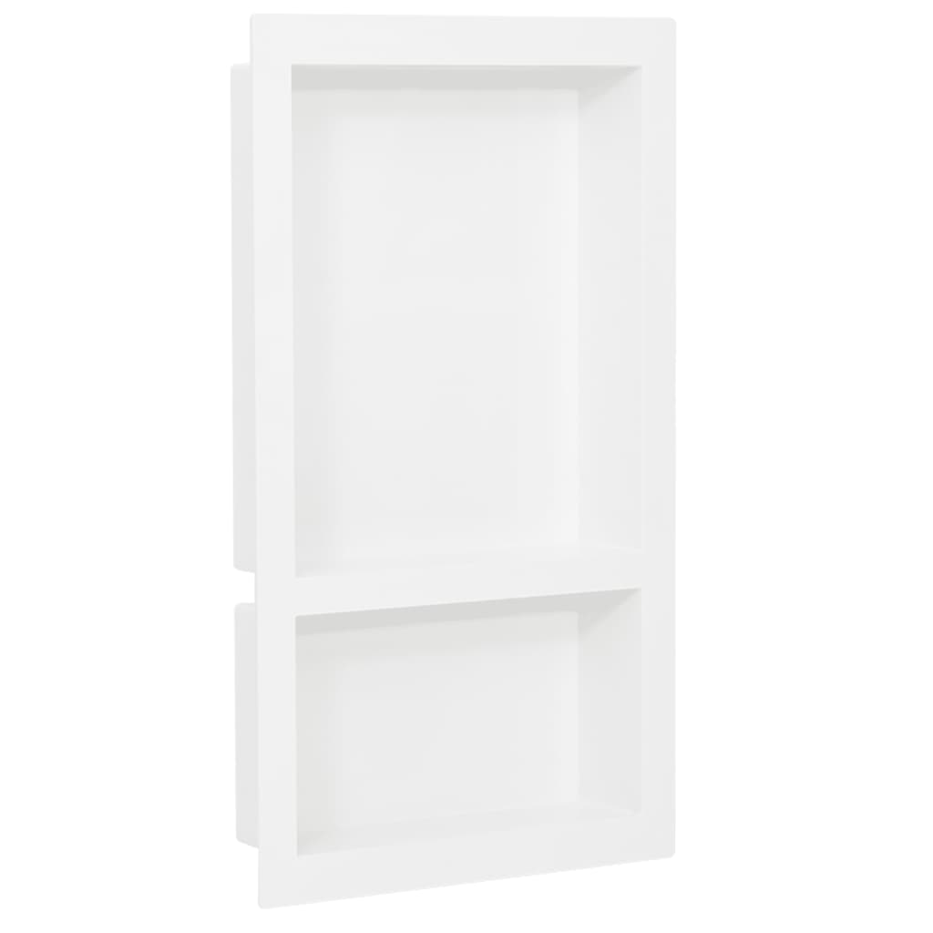 Shower Niche with 2 Compartments High Gloss White 41x69x9 cm