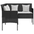 5 Piece L-shaped Couch Sofa Set with Cushions Poly Rattan Black