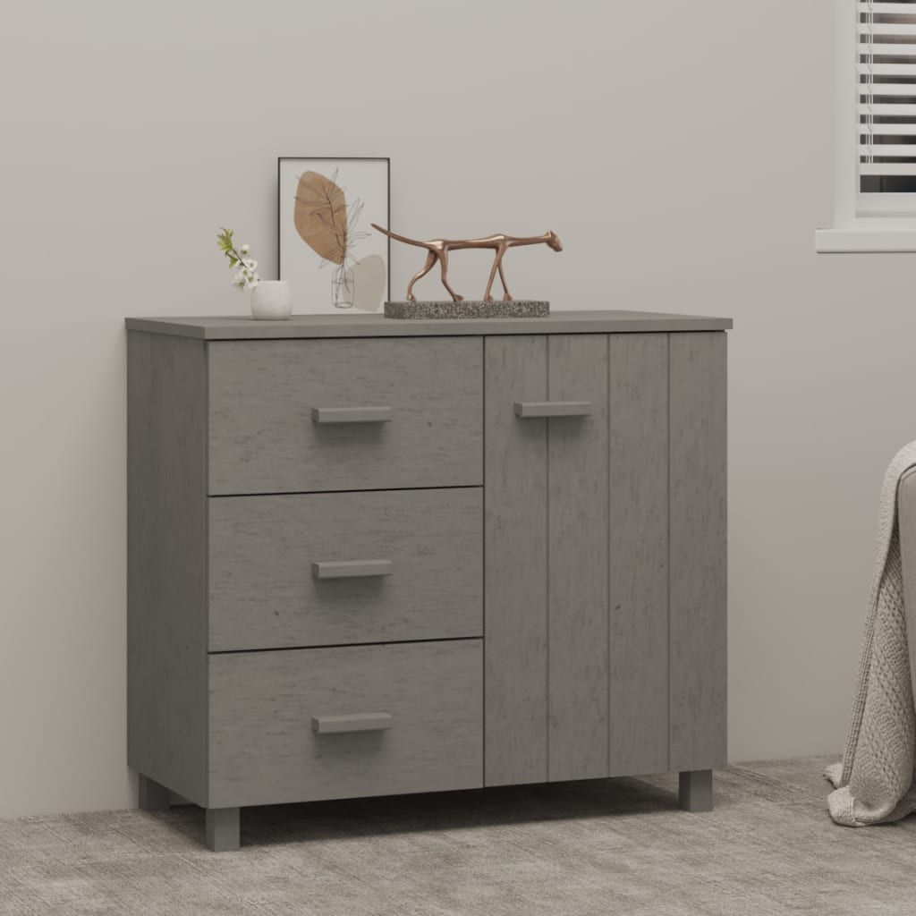 Sideboard "HAMAR" Light Grey 90x40x80 cm Solid Pinewood