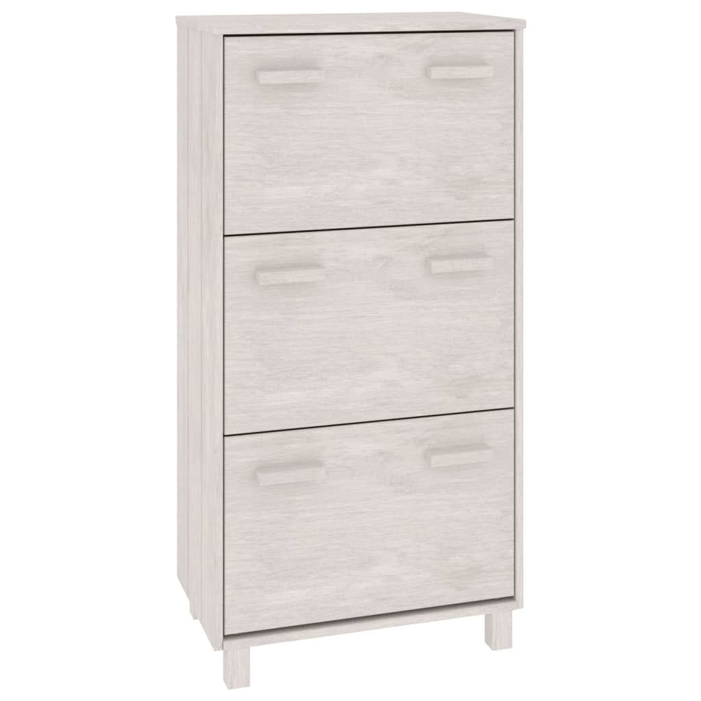 Shoe Cabinet "HAMAR" White 59.5x35x117 cm Solid Wood Pine