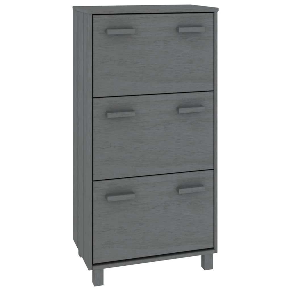 Shoe Cabinet "HAMAR" Dark Grey 59.5x35x117 cm Solid Wood Pine