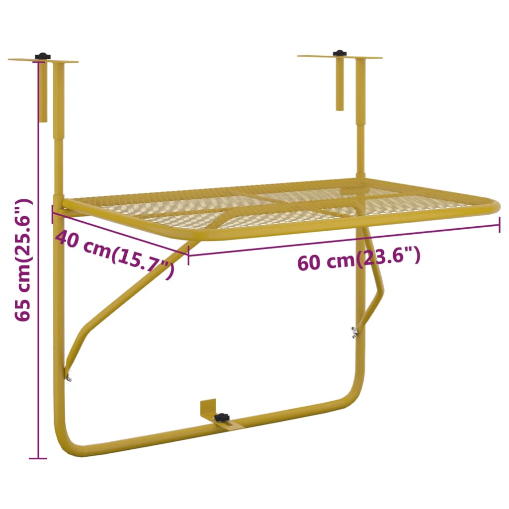 Balcony Table Gold 60x40 cm Steel