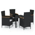 5 Piece Outdoor Dining Set with Cushions Poly Rattan Black