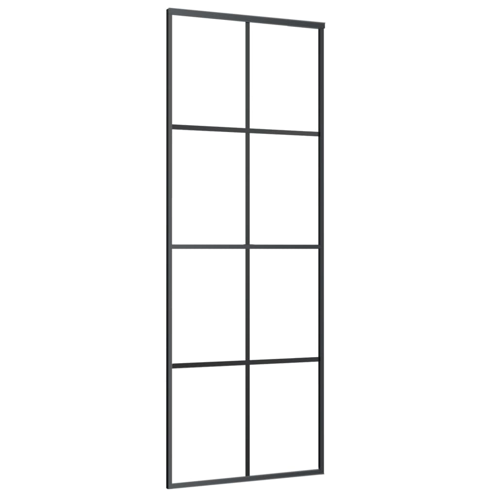 Sliding Door Frosted ESG Glass and Aluminium 76x205 cm Black