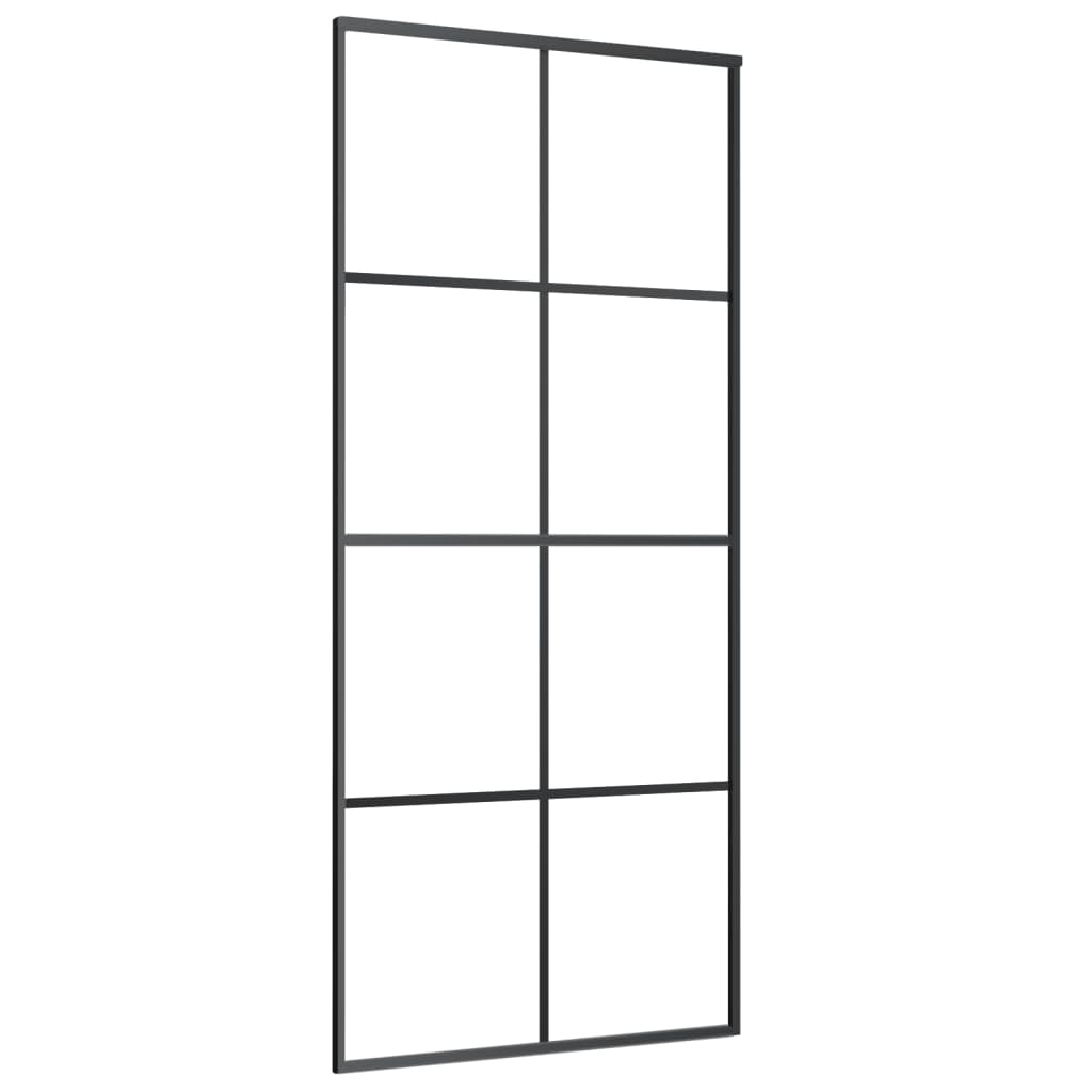 Sliding Door Frosted ESG Glass and Aluminium 90x205 cm Black