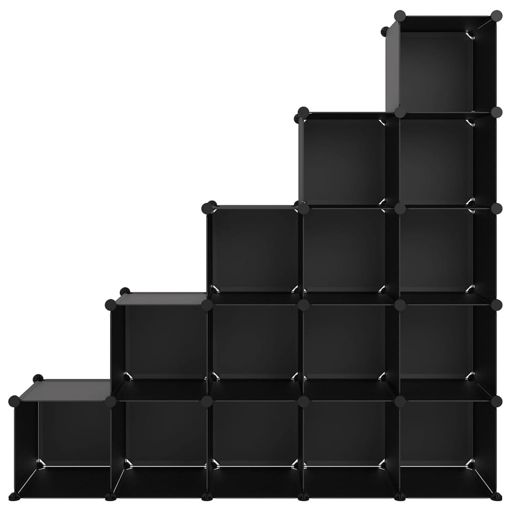 Storage Cube Organiser with 15 Cubes Black PP