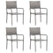 Garden Dining Chairs 4 pcs Stackable Grey Poly Rattan